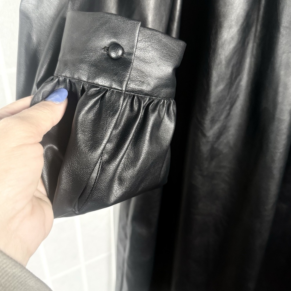 Who What Wear Dress Womens Large Faux Leather Black A Line Minimalist Chic NWT - Picture 3 of 10